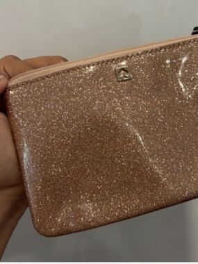 kate spade Rose Gold Glitter Zip Wristlet Clutch